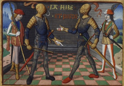 Étienne de Vignolles (La Hire) et Jean Poton de Xaintrailles - enluminure du XVe siècle